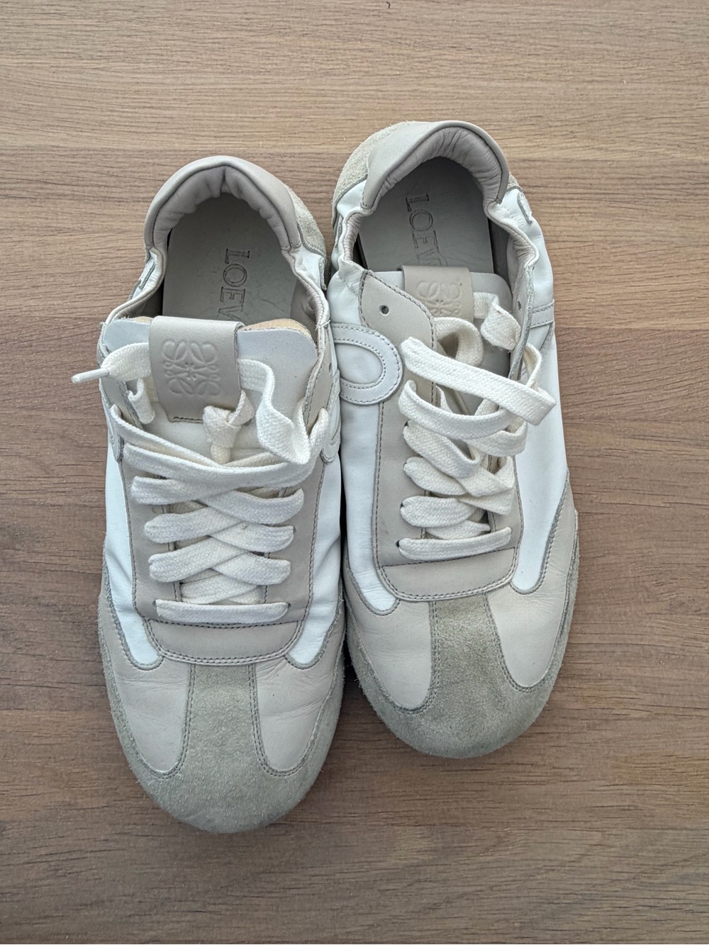 Loewe ballet runner sneakers flats 40 white gray leather suede - Picture 5 of 8
